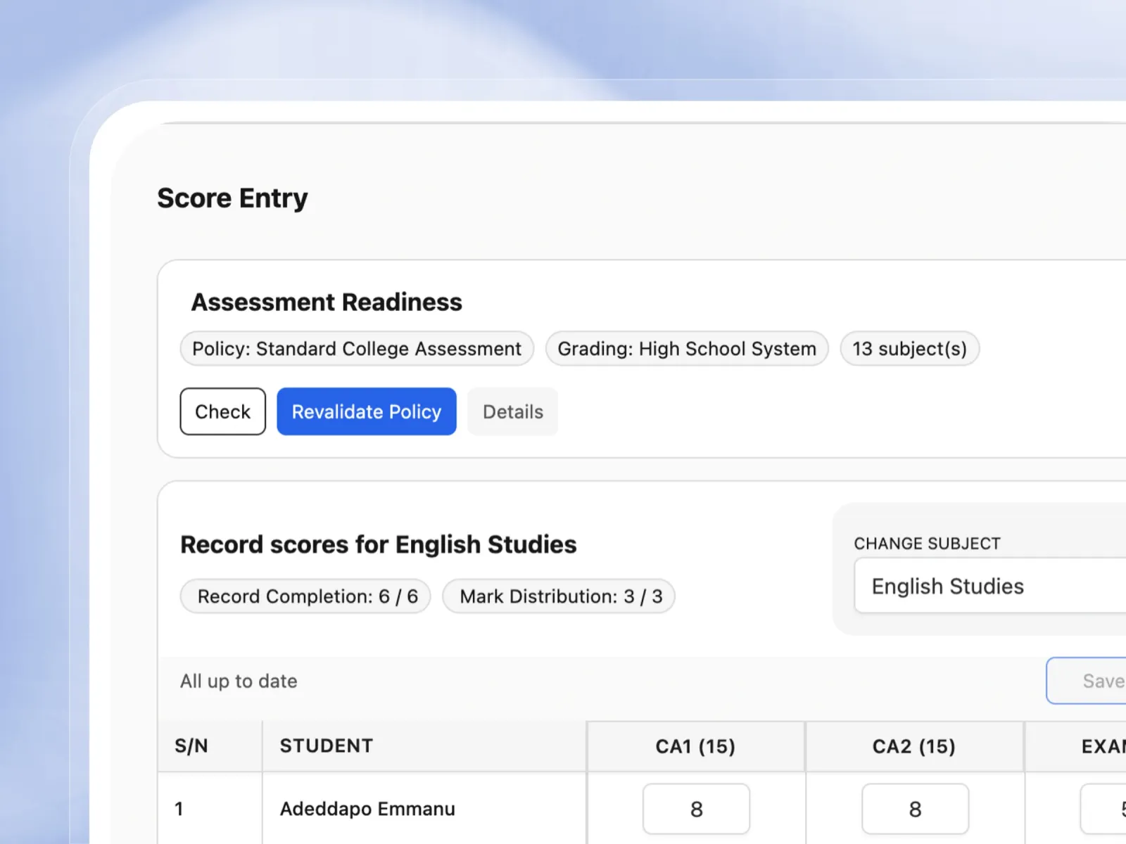 Input Student Grades Quickly